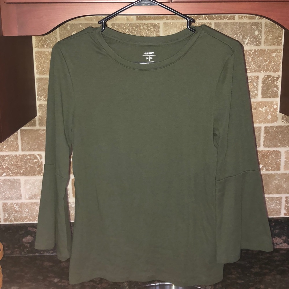 Olive green bell sleeve top